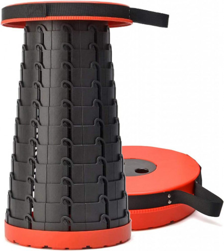 Taburet pliabil telescopic Homease, polipropilena, rosu/negru, 26 x 46 cm