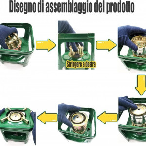 Aragaz pentru camping Lincheer, metal, verde/argintiu, 18,5 x 17,5 cm