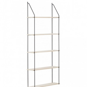 Biblioteca de perete Eindhoven, metal/lemn, negru/maro, 65 x 145 x 17 cm