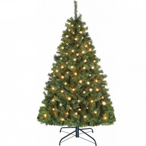 Brad artificial de Craciun Yuuke, cu suport, 500 LED-uri, metal/PVC, verde, 230 cm