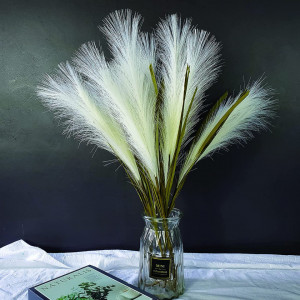 Buchet flori artificiale Beau Jour, matase/hartie/metal, alb/verde, 5 fire, 70 cm