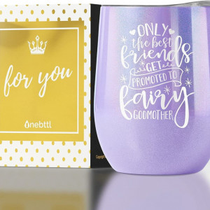 Cana termica cu mesaj personalizat Onebttl, otel inoxidabil, mov 11,5 x 8 cm