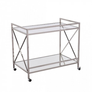 Carucior de servire Keeley din metal / sticla, 98 x 59 x 82cm