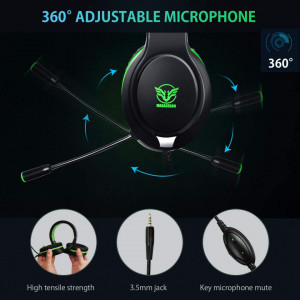 Casti audio Karvipark H-10, negru/verde, mufa 3,5 mm