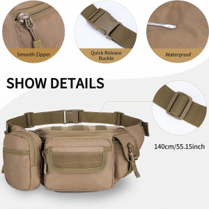 Centura militara pentru drumetii/camping UBORSE, tesatura oxford, maro, 24 x 9 x 17 cm