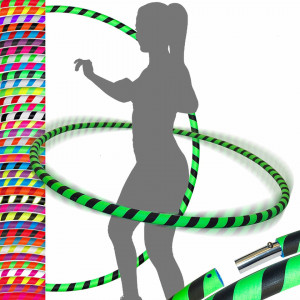 Cerc pentru fitness/masaj Hula Hoops, PVC, negru/verde, 100 cm