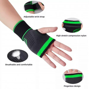 Compresie pentru incheietura mainii Genérico, textil, negru/verde, 15 x 8 x 1 cm