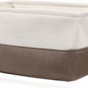 Cos multifunctional cu 2 manere Sourcing map, bumbac/poliester, alb/maro, 31 x 21 x 13 cm