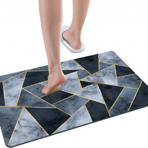 Covoras de baie antiderapant Touchfutrue, cauciuc, negru, 40 x 60 cm
