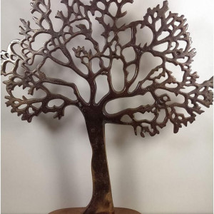 Decoratiune rustica copac Farm and Garden, metal, cupru, 42 x 40 x 8 cm