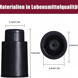 Dop pentru sticla de vin reutilizabil Sinzau, silicon, negru, 7 x 3,1 cm