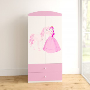 Dulap Lauryn cu două uși, PAL, roz, 186cm H x 90cm W x 60cm D