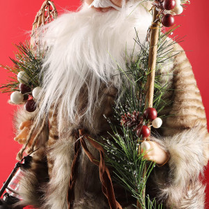 Figurina Mos Craciun ABXMAS, poliester/rasina/PVC, gri, 50 cm