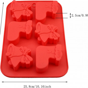 Forma pentru prajituri de Craciun DYWW, rosu, silicon, 25.8 x 17 x 2.5 cm
