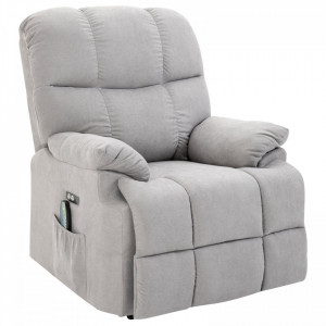 Fotoliu recliner Antoinio cu functie de masaj si incalzire, gri, 104 x 96 x 94cm