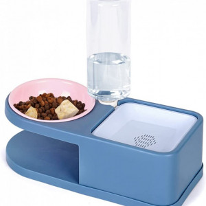 Hranitoare/adapatoare pentru animale de companie Marchul, plastic, albastru/roz, 33 x 10,9 x 16 cm