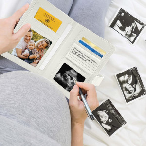 Husa pentru jurnalul de maternitate PillyBalla, piele ecologica, crem/auriu, 30,9 x 20,9 cm