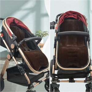 Insertie de scaun pentru carucior bebelus Miracle Baby, plus, maro, 35 x 78 cm