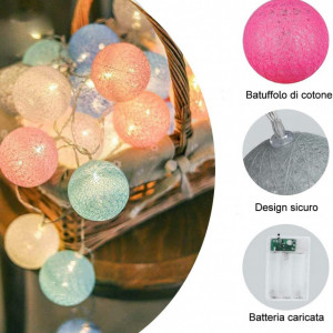 Instalatie cu 20 Led-uri Naglreia, multicolor, plastic/bumbac, 3 m