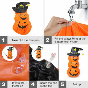 Jucarie gonflabila de Halloween LEOHOME, dovleac, PVC, portocaliu/negru, 140 x 60 cm