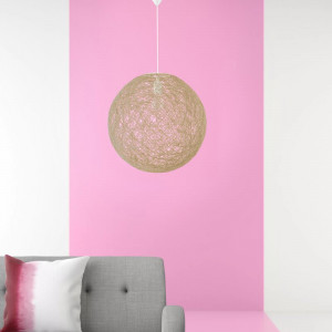 Lustra tip pendul Ball, plastic/textil, bej, 120 x 32 x 32 cm