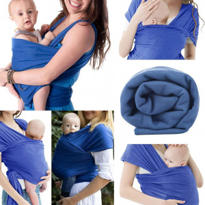 Marsupiu pentru bebelusi MINIMOTO, bumbac/spandex, albastru
