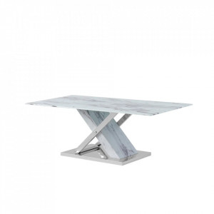 Masa de living Marble by Home Affaire, sticla/ MDF/ metal, efect marmura/ argintiu, 180 x 90 x 78 cm