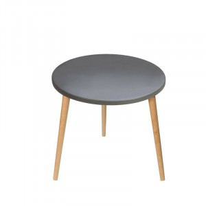 Masa laterala Louis, lemn masiv/MDF, natur/grafit, 47 x 60 x 60 cm