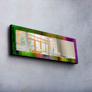Oglinda de perete Arneson, lemn masiv, multicolor, 120 x 40 x 1 cm