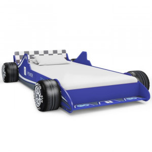 Pat pentru copii Zoomie, lemn, albastru, 47 x 94,5 x 229 cm