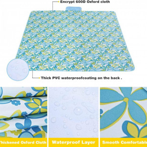 Patura pentru picnic Pomarks, PVC/tesatura Oxford, multicolor, 150 x 200 cm