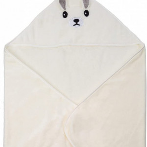 Prosop cu gluga pentru copii MINIMOTO, bumbac, alb, 80 x 80 cm
