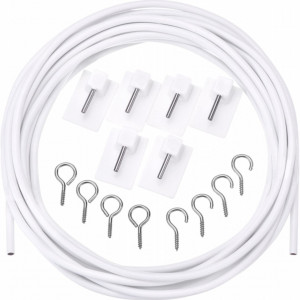 Sarma pentru cortina cu carlige autoadezive Shappy, alb, otel/plastic, 3 m