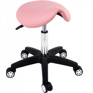 Scaun pentru salon tip sa FURWOO, metal/piele sintetica, roz/argintiu/negru, 35 x 44,5-60 cm