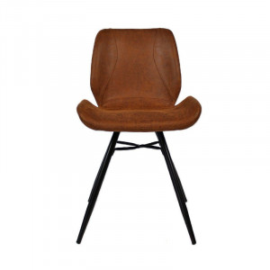Scaun tapitat Goff, negru/coniac, 81,5 x 46,5 x 55 cm