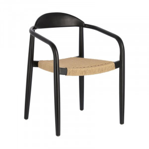 Scaun Tyonna, lemn masiv, negru/maro, 78 x 56 x 50 cm