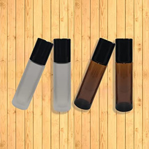Set 4 sticle roll-on JANEMO, sticla, maro/alb/negru, 13,6 cm, 10 ml