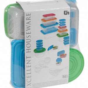 Set 52 piese Karll, 21 de caserole cu capac si accesorii, 35.5 x 31 x 9 cm, polipropilena, Multicolor