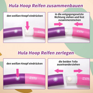 Set cerc pentru fitness/masaj si coarda de sarit Hula Hoop Zitfri, spuma EVA, negru/roz/mov, 100 cm