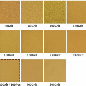 Set de 100 discuri pentru slefuirea lemnului SPEEDWOX, oxid de aluminiu, granulatie 320, galben, 12,5 cm