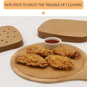 Set de 100 hartii de copt cu pensula pentru friteuza BAYGE, maro, 20,5 x 20,5 cm