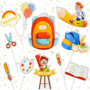 Set de 12 decoratiuni pentru decorare tort Colmanda, hartie, multicolor