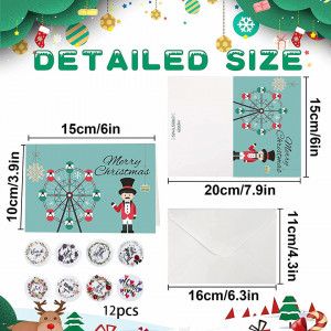 Set de 12 felicitari de Craciun cu plicuri si stickere Sunshine smile, hartie, multicolor, 15 x 10 cm