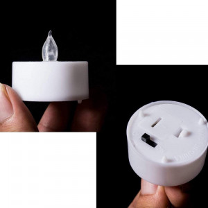 Set de 12 lumanari cu LED JZK, lumina galbena, plastic, alb, 3,4 x 3,7 cm