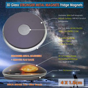 Set de 12 magneti de frigider Simpletome, sticla/metal, 3D, multicolor, 4 x 1.4 cm