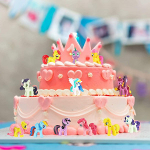 Set de 12 unicorni pentru decorarea torturi Colmanda, PVC, multicolor, 3/5 cm