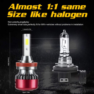 Set de 2 becuri de ceata Kairiyard, H8, LED, aliaj de aluminiu, 3 x 7,5 cm