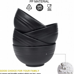 Set de 2 boluri pentru cereale Greentainer, plastic, negru, 14,9 x 8 cm, 710 ml