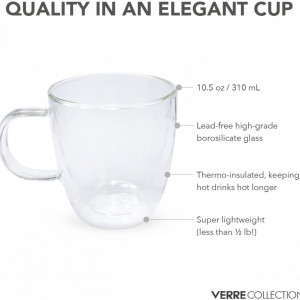 Set de 2 cani de cafea Verre Collection, sticla, transparent, 310 ml
