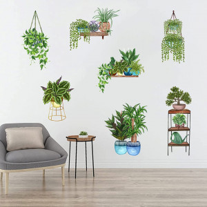 Set de 2 coli cu autocolante MERYSAN, ghivece, verde, PVC, 90 X 30 cm